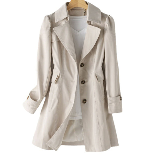 Damen Beiger Trenchcoat - Wasserabweisend Mittellang