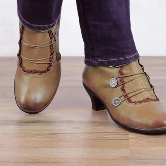 Damen Viktorianische Schnür-Stiefeletten mit Spitzenbesatz