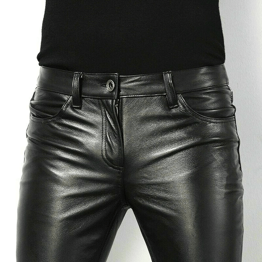 Schwarze Kunstlederhose für Herren Trendiges Design