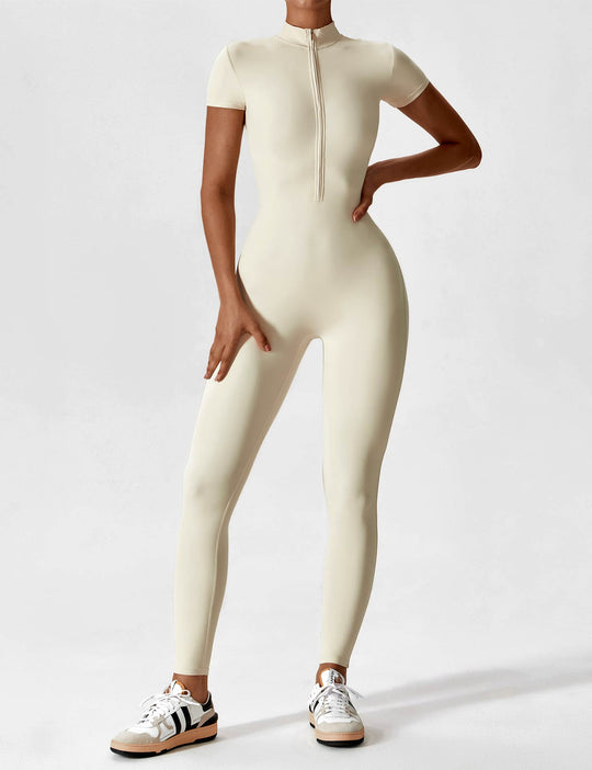 Lange Ärmel/Kurze Ärmel Reißverschluss Jumpsuit für Frauen