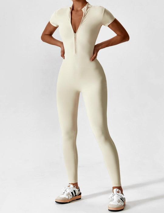 Lange Ärmel/Kurze Ärmel Reißverschluss Jumpsuit für Frauen