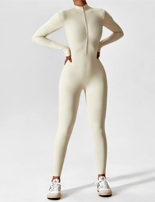 Lange Ärmel/Kurze Ärmel Reißverschluss Jumpsuit für Frauen