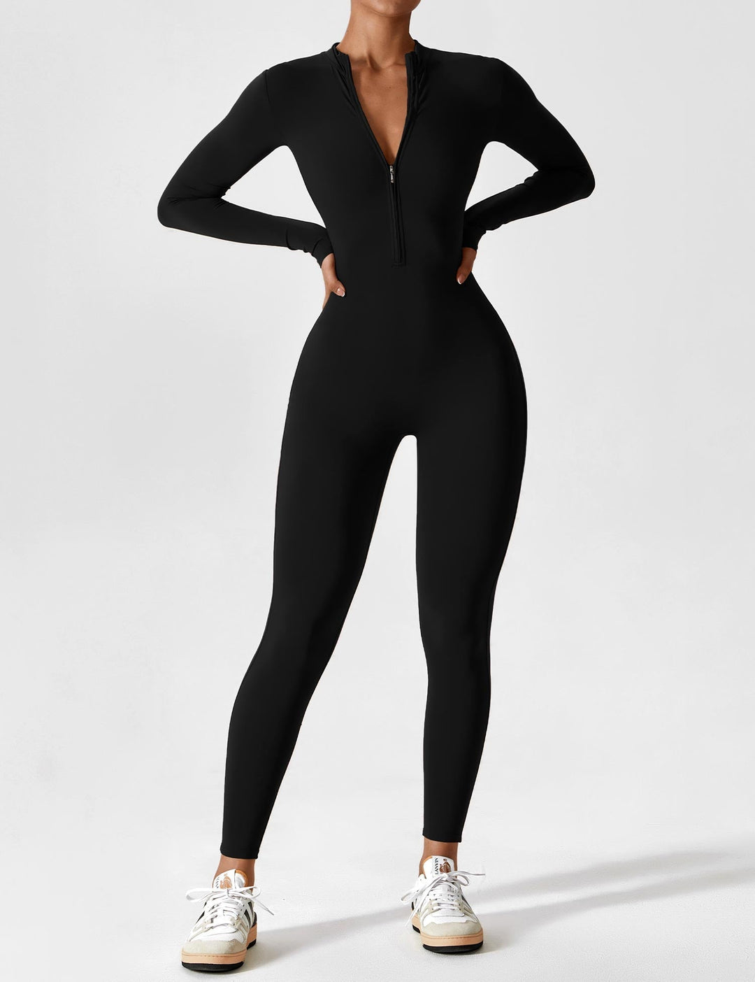 Lange Ärmel/Kurze Ärmel Reißverschluss Jumpsuit für Frauen