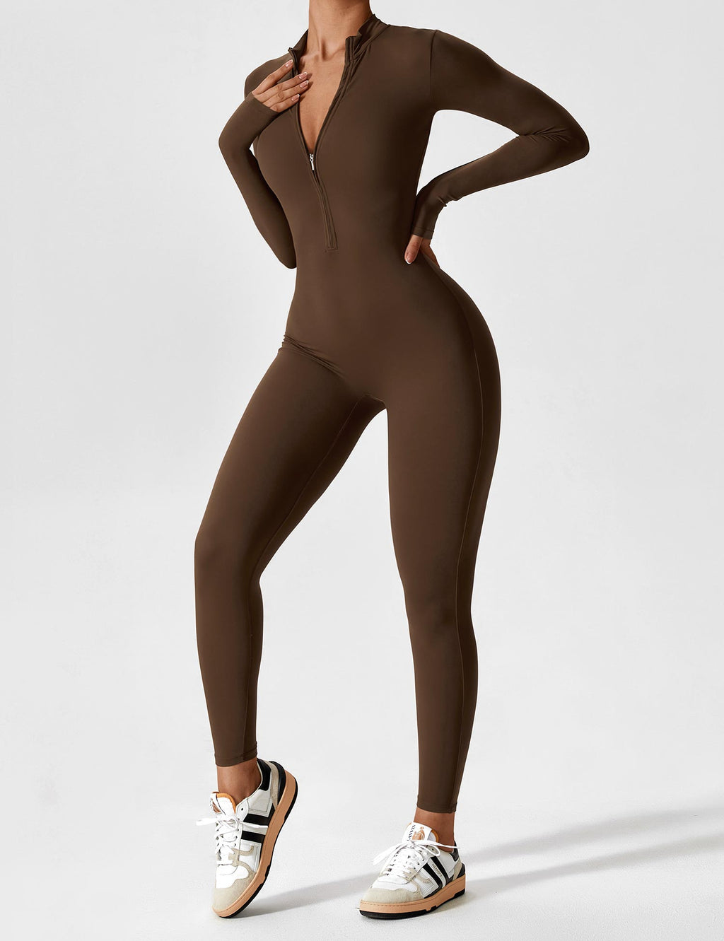 Lange Ärmel/Kurze Ärmel Reißverschluss Jumpsuit für Frauen