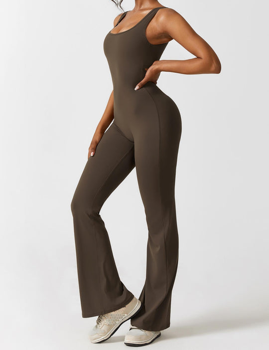 V-Rücken Auslaufender Jumpsuit