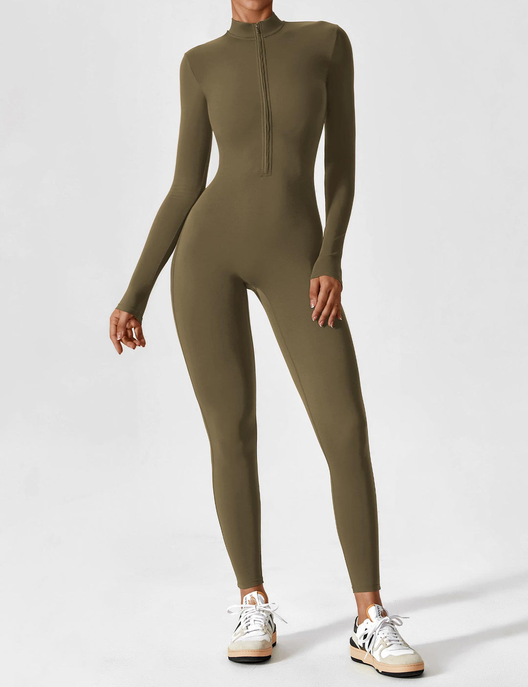 Lange Ärmel/Kurze Ärmel Reißverschluss Jumpsuit für Frauen