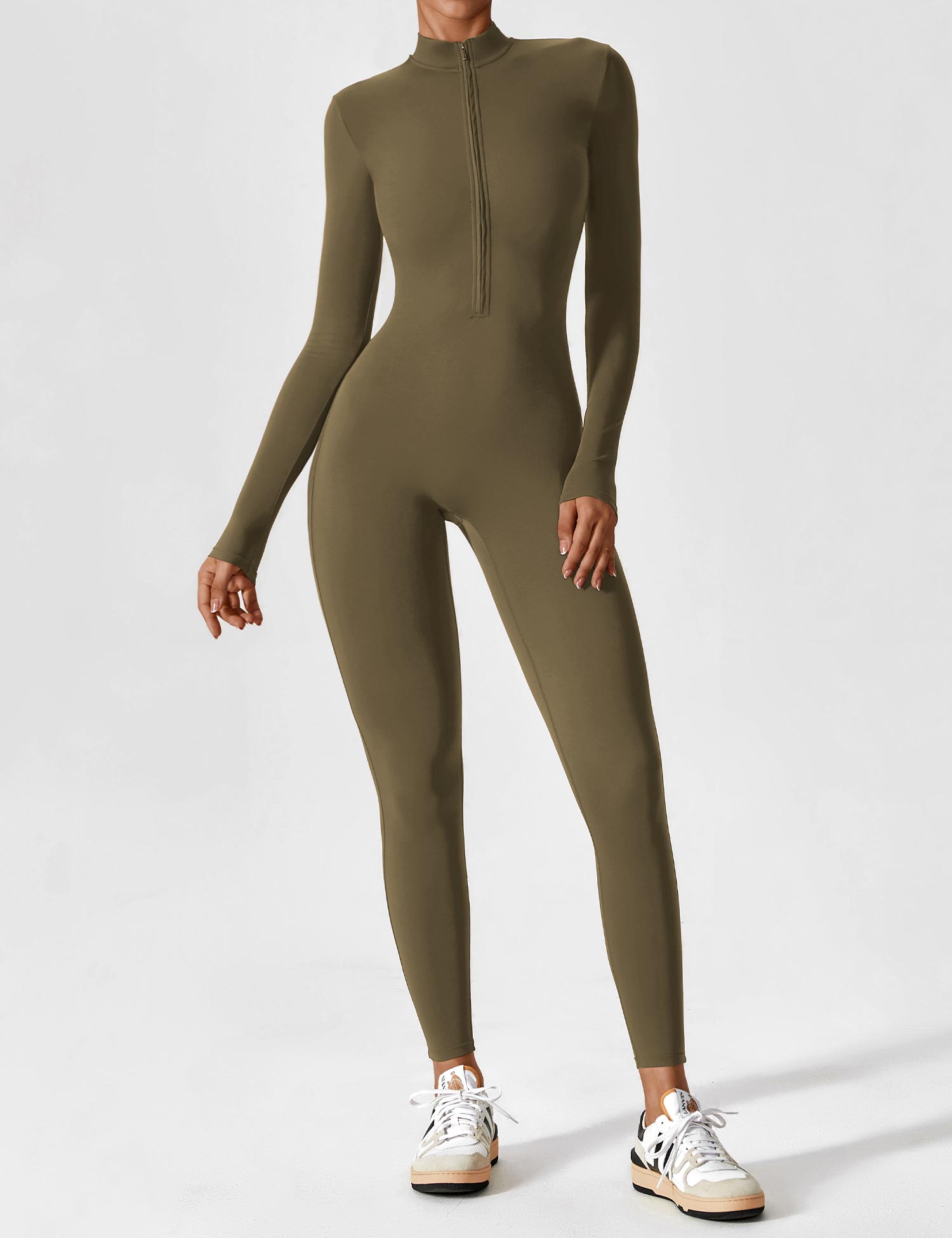 Lange Ärmel/Kurze Ärmel Reißverschluss Jumpsuit für Frauen