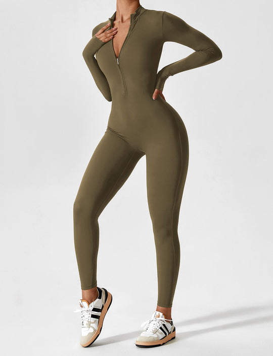 Lange Ärmel/Kurze Ärmel Reißverschluss Jumpsuit für Frauen
