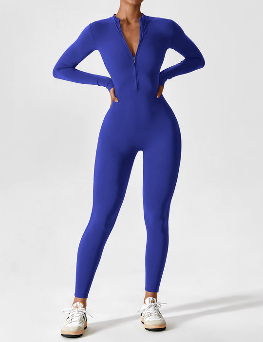 Lange Ärmel/Kurze Ärmel Reißverschluss Jumpsuit für Frauen