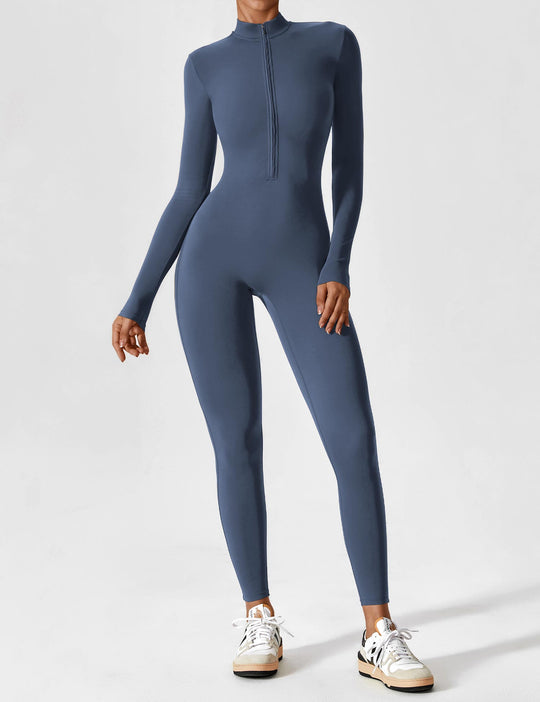 Lange Ärmel/Kurze Ärmel Reißverschluss Jumpsuit für Frauen