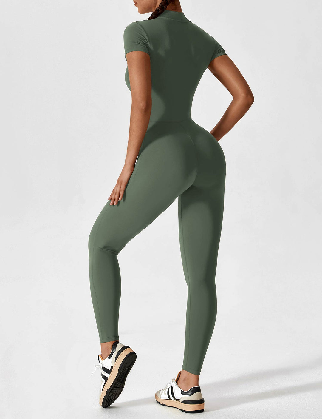 Lange Ärmel/Kurze Ärmel Reißverschluss Jumpsuit für Frauen