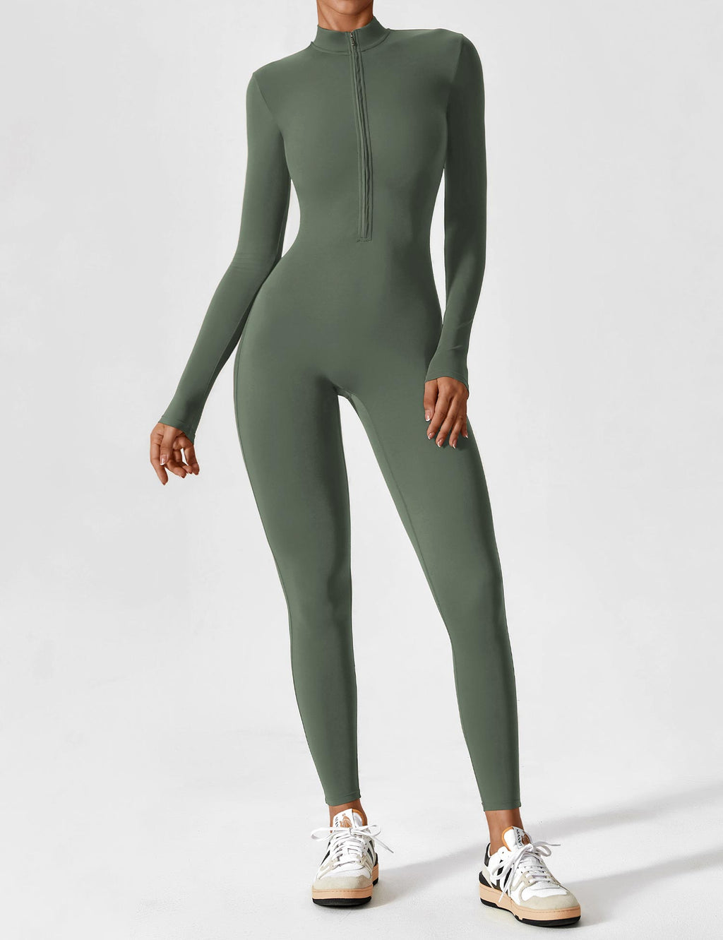 Lange Ärmel/Kurze Ärmel Reißverschluss Jumpsuit für Frauen