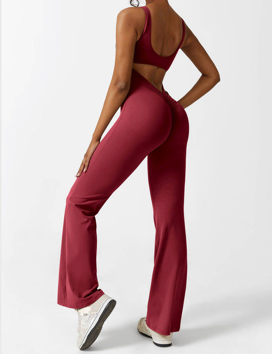 V-Rücken Auslaufender Jumpsuit
