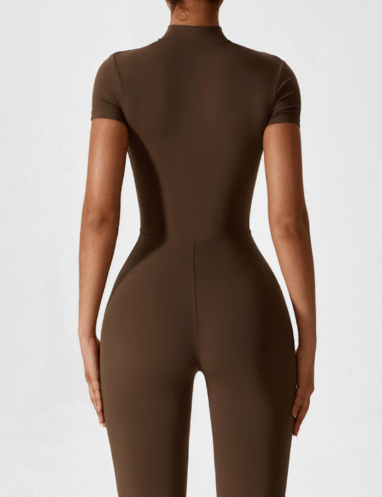 Lange Ärmel/Kurze Ärmel Reißverschluss Jumpsuit für Frauen