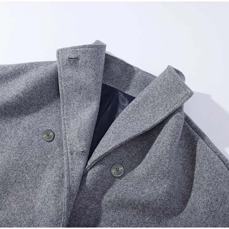 Wollmischung Jacke mit Hohem Kragen und Knöpfen
