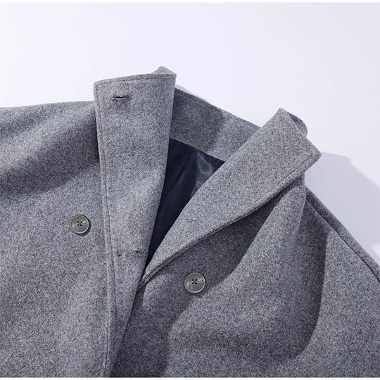 Wollmischung Jacke mit Hohem Kragen und Knöpfen